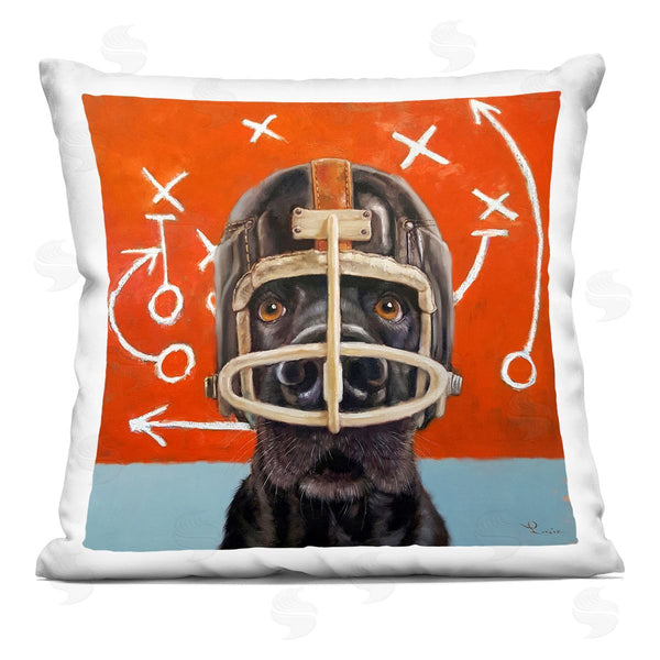 stupell industries Lucia Heffernan | Black Dog Football Helmet Red Sports Plays Printed Throw Pillow