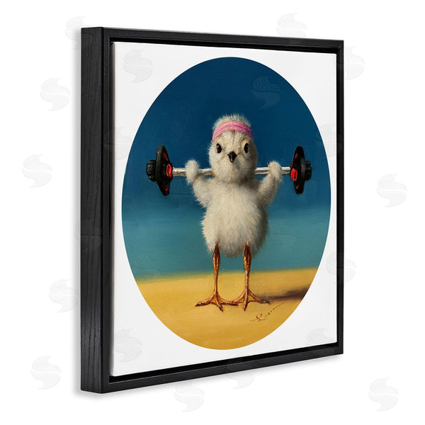 Stupell Industries Lucia Heffernan | Born Strong Little Chicken Bird Lifting Weights Wall Art
