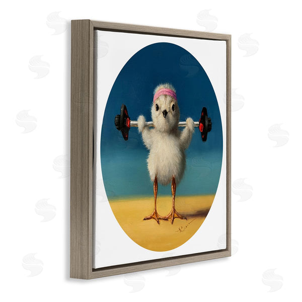 Stupell Industries Lucia Heffernan | Born Strong Little Chicken Bird Lifting Weights Wall Art