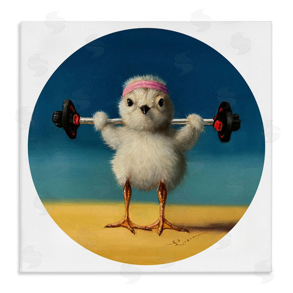 stupell industries Lucia Heffernan | Born Strong Little Chicken Bird Lifting Weights Wall Art