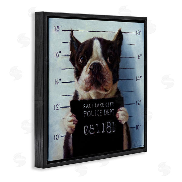 Stupell Industries Lucia Heffernan | Boston Terrier Jail Convicted Mugshot Wall Art
