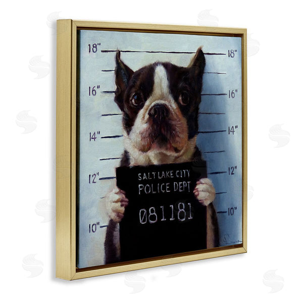 Stupell Industries Lucia Heffernan | Boston Terrier Jail Convicted Mugshot Wall Art