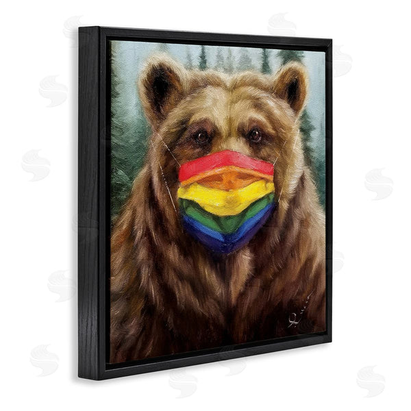 Stupell Industries Lucia Heffernan | Brown Bear Rainbow Face Mask Forest Animal