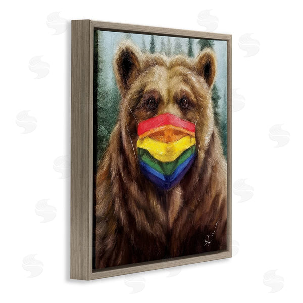 Stupell Industries Lucia Heffernan | Brown Bear Rainbow Face Mask Forest Animal