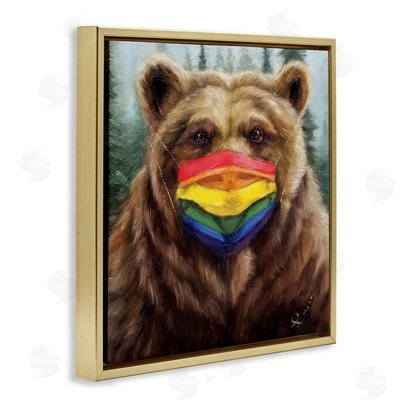 Stupell Industries Lucia Heffernan | Brown Bear Rainbow Face Mask Forest Animal