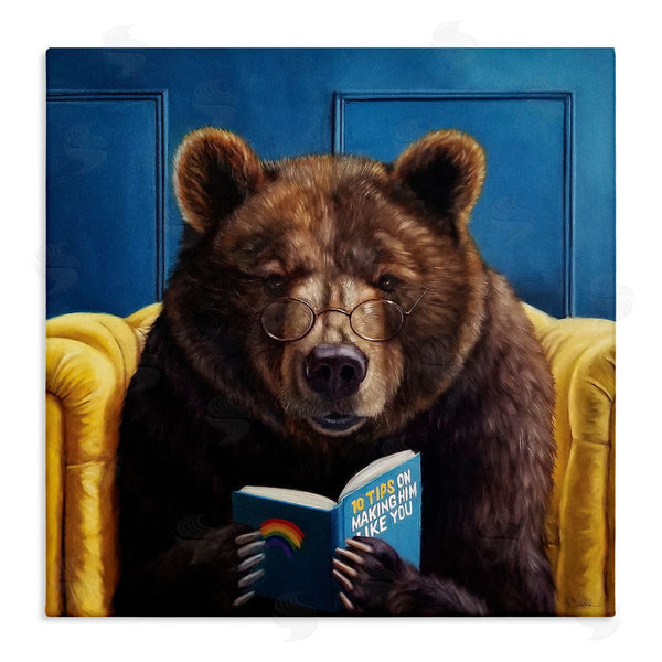 stupell industries Lucia Heffernan | Brown Bear Reading Dating Book