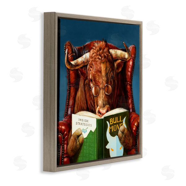 Stupell Industries Lucia Heffernan | Bull Reading Book Spectacles Red Leather Chair Wall Art