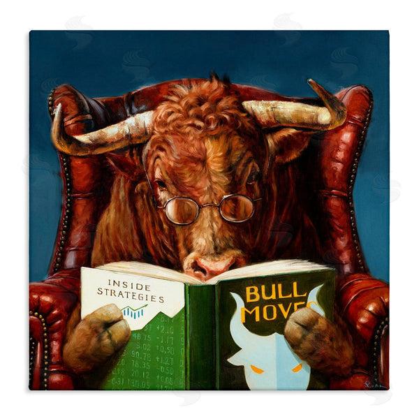 stupell industries Lucia Heffernan | Bull Reading Book Spectacles Red Leather Chair Wall Art