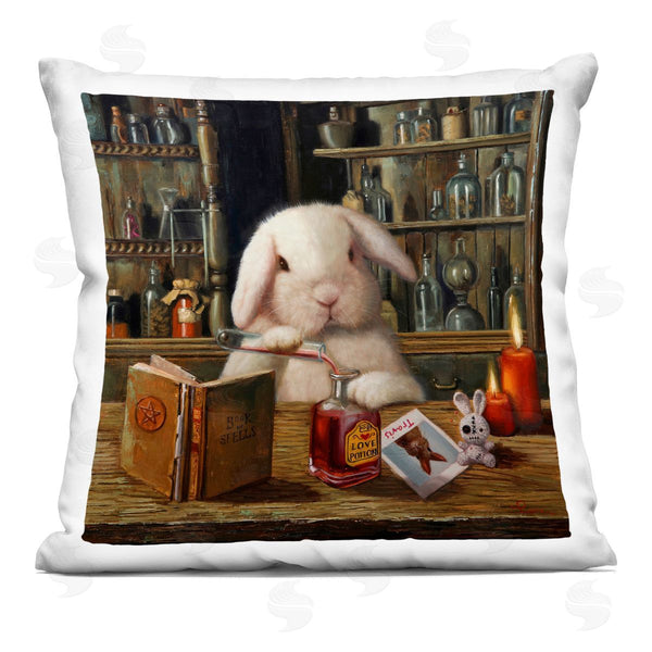 stupell industries Lucia Heffernan | Bunny Crafting Love Potion Printed Throw Pillow