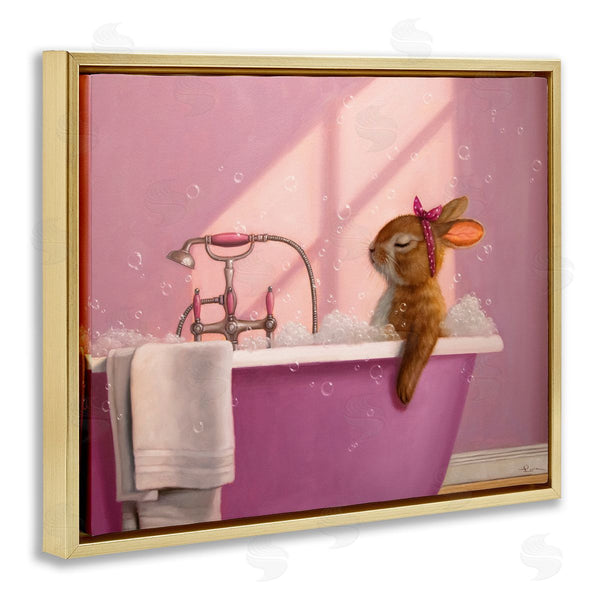 Stupell Industries Lucia Heffernan | Bunny In Pink Relaxing Bath