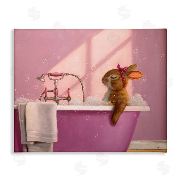 stupell industries Lucia Heffernan | Bunny in Pink Relaxing Bath
