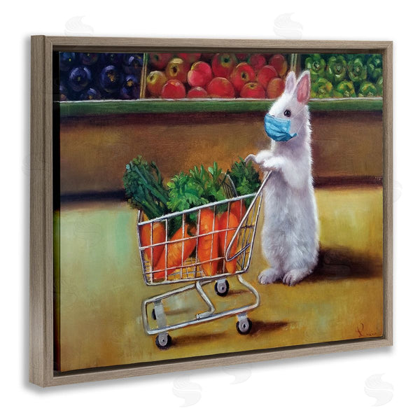 Stupell Industries Lucia Heffernan | Bunny Rabbit Carrot Shopping Face Mask Detail