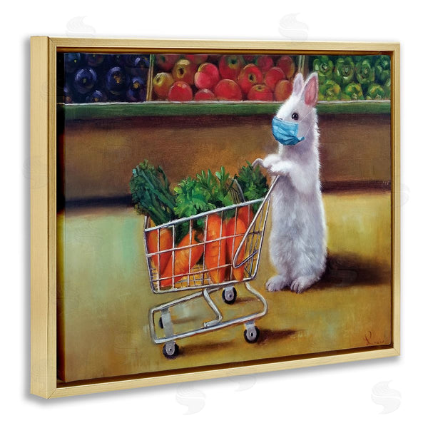Stupell Industries Lucia Heffernan | Bunny Rabbit Carrot Shopping Face Mask Detail