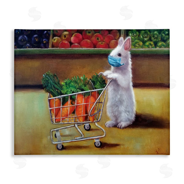 stupell industries Lucia Heffernan | Bunny Rabbit Carrot Shopping Face Mask Detail