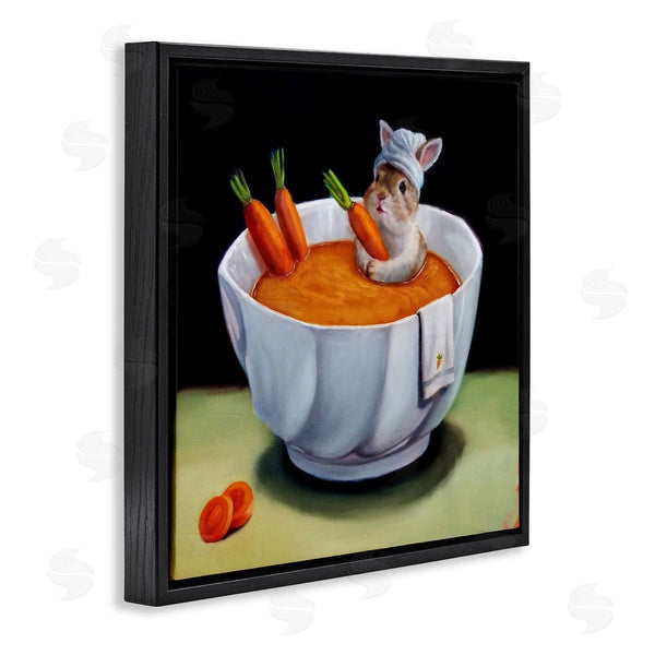Stupell Industries Lucia Heffernan | Bunny Rabbit Carrot Vegetable Soup Bath Animal Portrait Wall Art