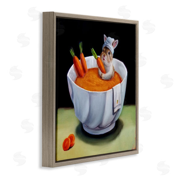 Stupell Industries Lucia Heffernan | Bunny Rabbit Carrot Vegetable Soup Bath Animal Portrait Wall Art