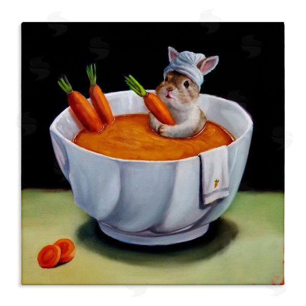 stupell industries Lucia Heffernan | Bunny Rabbit Carrot Vegetable Soup Bath Animal Portrait Wall Art