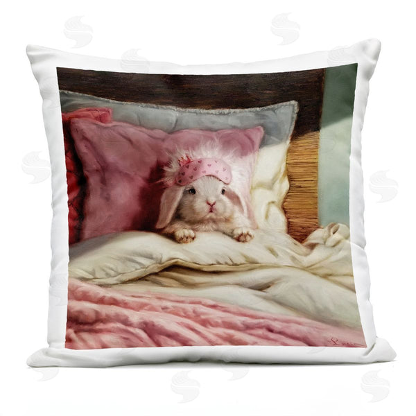 Stupell Industries Lucia Heffernan | Bunny Rabbit Resting In Bed Modern Portrait Printed Throw Pillow
