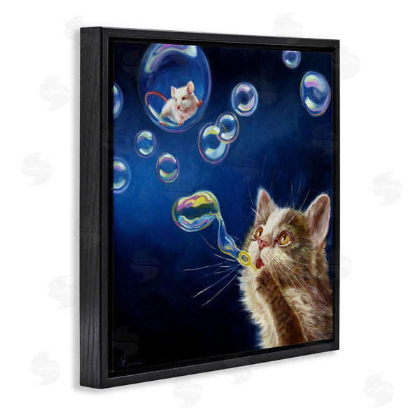 Stupell Industries Lucia Heffernan | Cat & Mouse Blowing Bubbles Wall Art