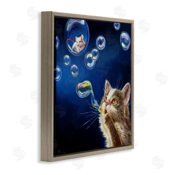Stupell Industries Lucia Heffernan | Cat & Mouse Blowing Bubbles Wall Art