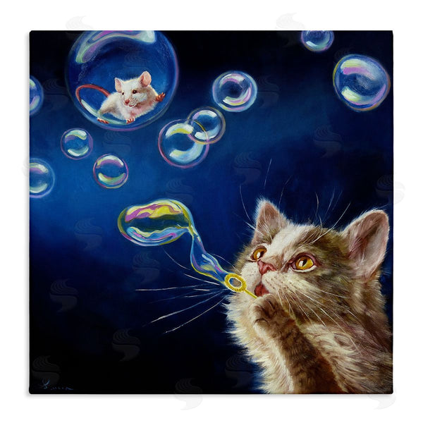 stupell industries Lucia Heffernan | Cat & Mouse Blowing Bubbles Wall Art
