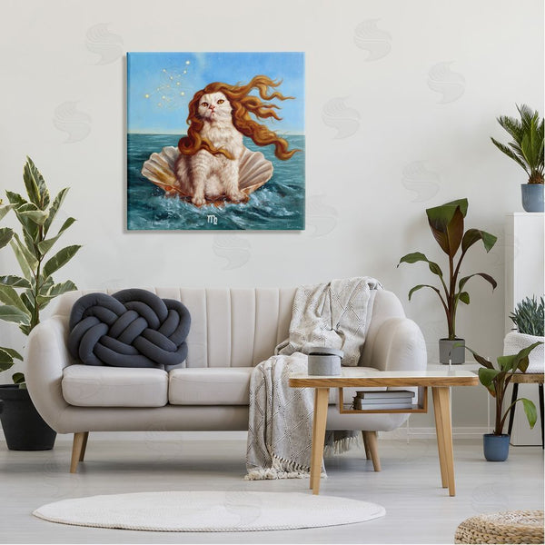 Stupell Industries Lucia Heffernan | Cat Ocean Seashell Scorpio Astrological Symbol Constellation Wall Art