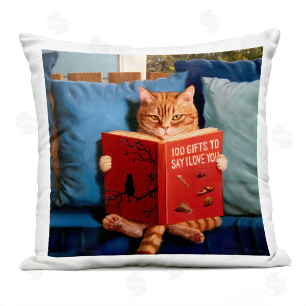 Stupell Industries Lucia Heffernan | Cat Reading Funny Book Printed Throw Pillow