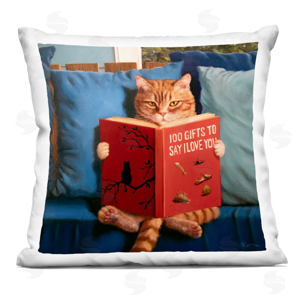 stupell industries Lucia Heffernan | Cat Reading Funny Book Printed Throw Pillow