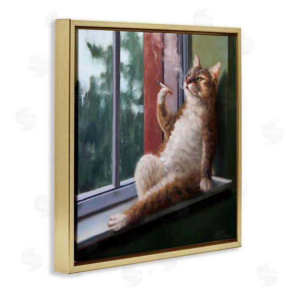 Stupell Industries Lucia Heffernan | Cat Smoking Lounging In Window
