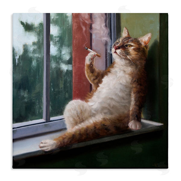 stupell industries Lucia Heffernan | Cat Smoking Lounging in Window