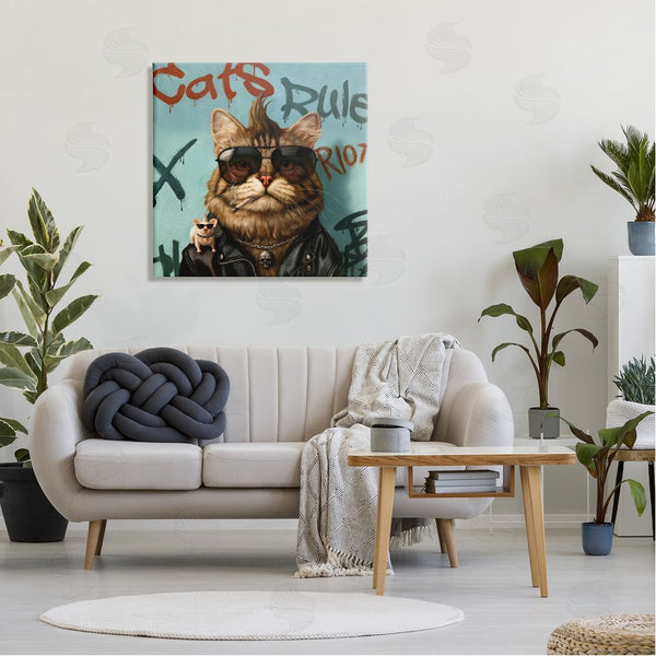 Stupell Industries Lucia Heffernan | Cats Rule Graffiti Urban Animals Wall Art