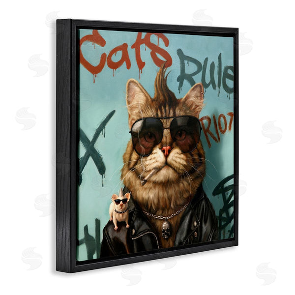 Stupell Industries Lucia Heffernan | Cats Rule Graffiti Urban Animals Wall Art