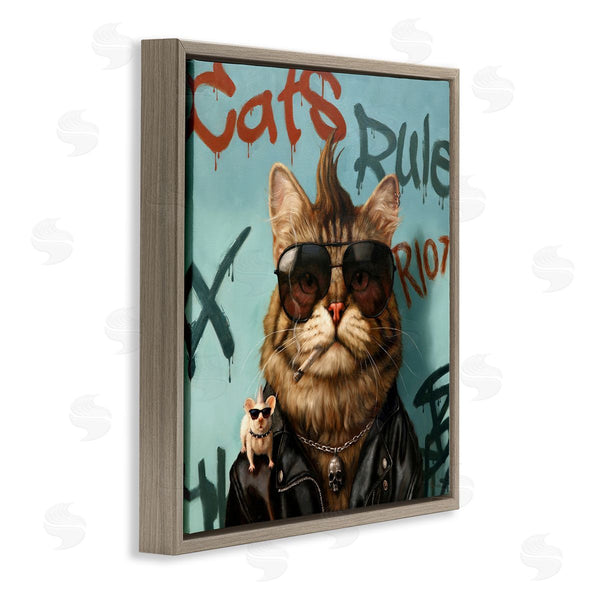 Stupell Industries Lucia Heffernan | Cats Rule Graffiti Urban Animals Wall Art