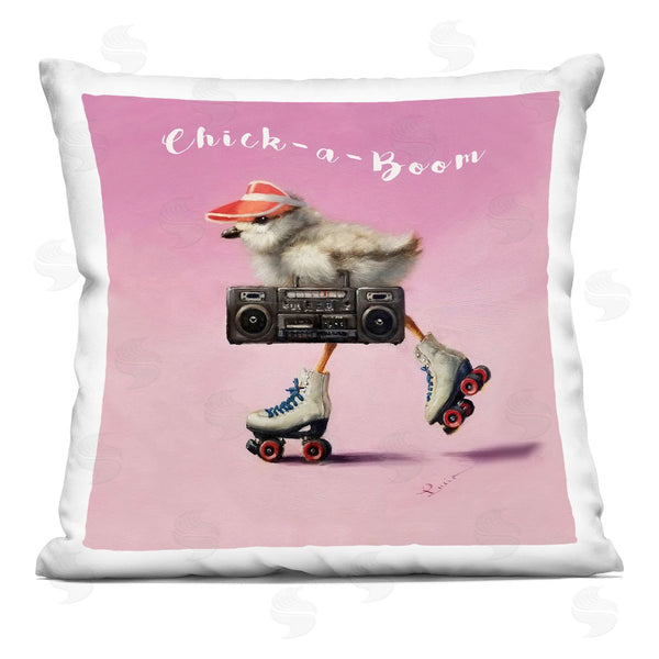 stupell industries Lucia Heffernan | Chick-a-Boom Rollerskating Chick Printed Throw Pillow