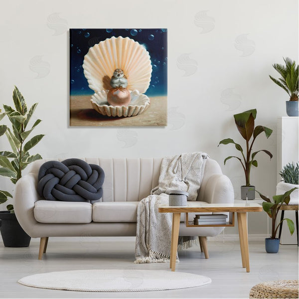 Stupell Industries Lucia Heffernan | Chick Meditating Clamshell Pearl Underwater Bubbles Wall Art