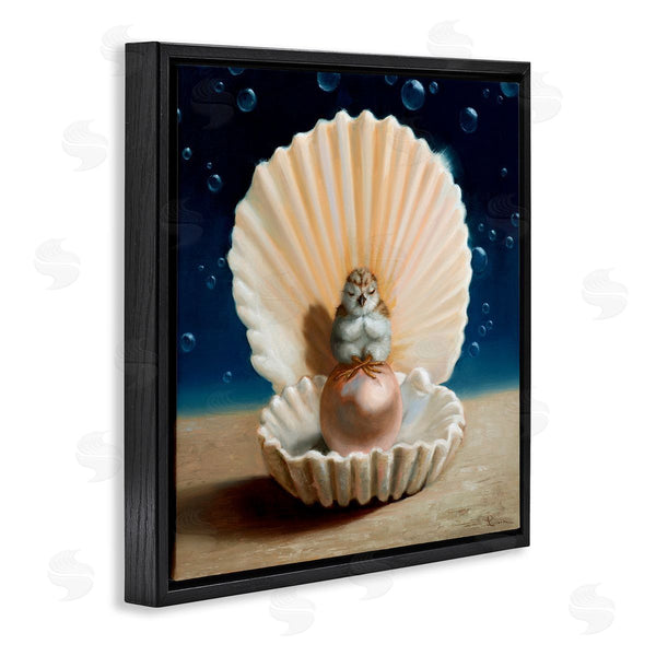 Stupell Industries Lucia Heffernan | Chick Meditating Clamshell Pearl Underwater Bubbles Wall Art