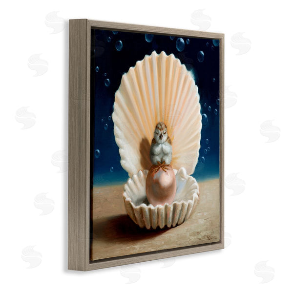Stupell Industries Lucia Heffernan | Chick Meditating Clamshell Pearl Underwater Bubbles Wall Art