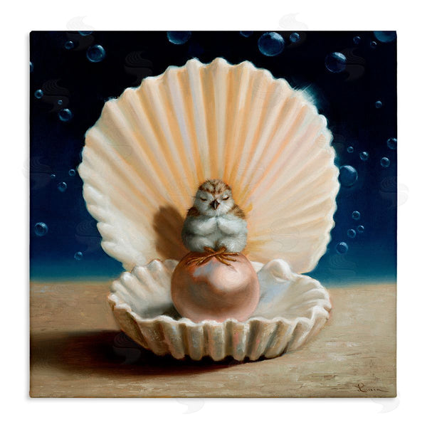 stupell industries Lucia Heffernan | Chick Meditating Clamshell Pearl Underwater Bubbles Wall Art
