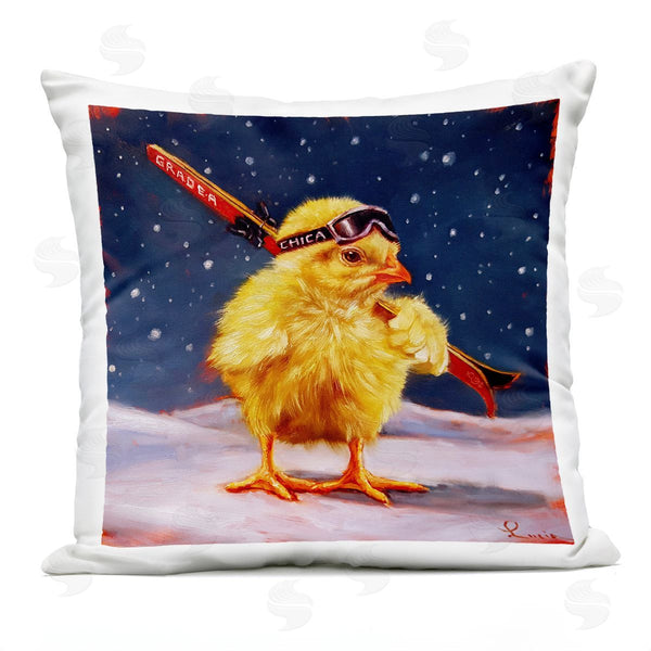 Stupell Industries Lucia Heffernan | Chick With Sticks Skiing Printed Throw Pillow