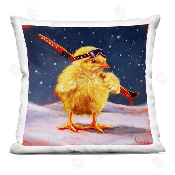 stupell industries Lucia Heffernan | Chick With Sticks Skiing Printed Throw Pillow