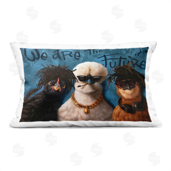 stupell industries Lucia Heffernan | Chickens with We Are Future Graffiti Printed Throw Pillow