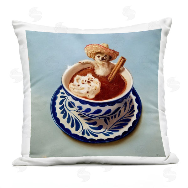 Stupell Industries Lucia Heffernan | Chihuahua Hot Chocolate Pet Animal Café Humor Printed Throw Pillow
