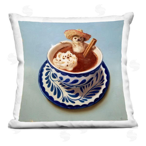 stupell industries Lucia Heffernan | Chihuahua Hot Chocolate Pet Animal Café Humor Printed Throw Pillow