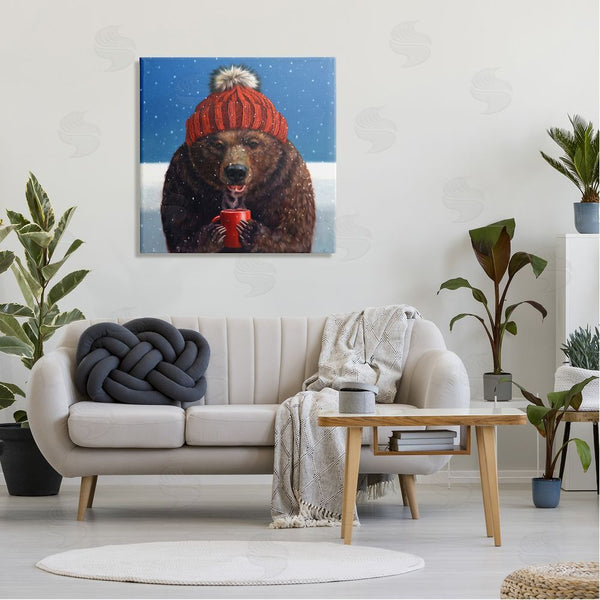 Stupell Industries Lucia Heffernan | Chilly Bear Hot Chocolate Snowfall Wall Art