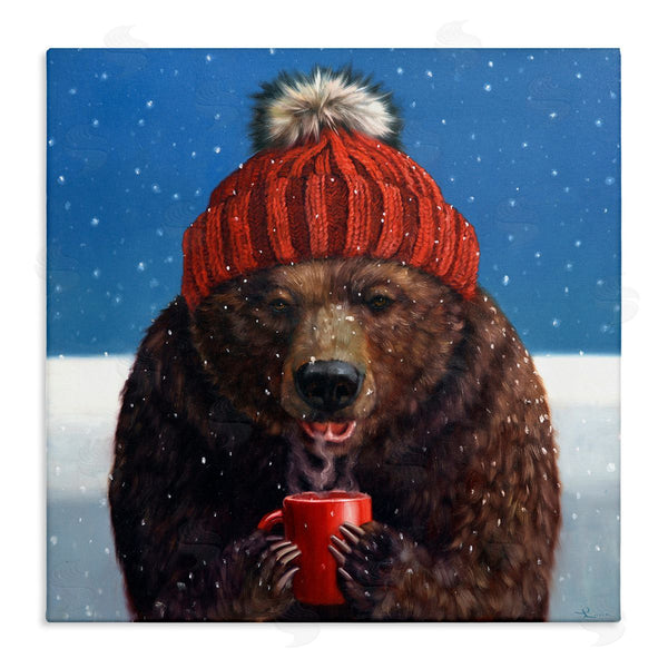 stupell industries Lucia Heffernan | Chilly Bear Hot Chocolate Snowfall Wall Art