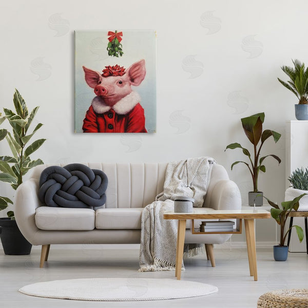 Stupell Industries Lucia Heffernan | Christmas Charm Piglet Holiday Mistletoe Santa Jacket Wall Art