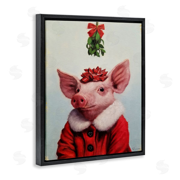 Stupell Industries Lucia Heffernan | Christmas Charm Piglet Holiday Mistletoe Santa Jacket Wall Art