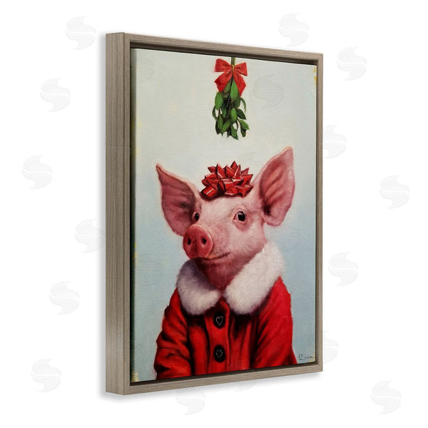 Stupell Industries Lucia Heffernan | Christmas Charm Piglet Holiday Mistletoe Santa Jacket Wall Art