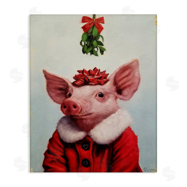 stupell industries Lucia Heffernan | Christmas Charm Piglet Holiday Mistletoe Santa Jacket Wall Art