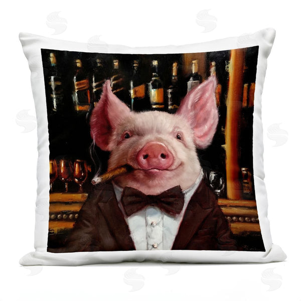 Stupell Industries Lucia Heffernan | Classy Pig At Cigar Bar Farm Animal Painting Printed Throw Pillow